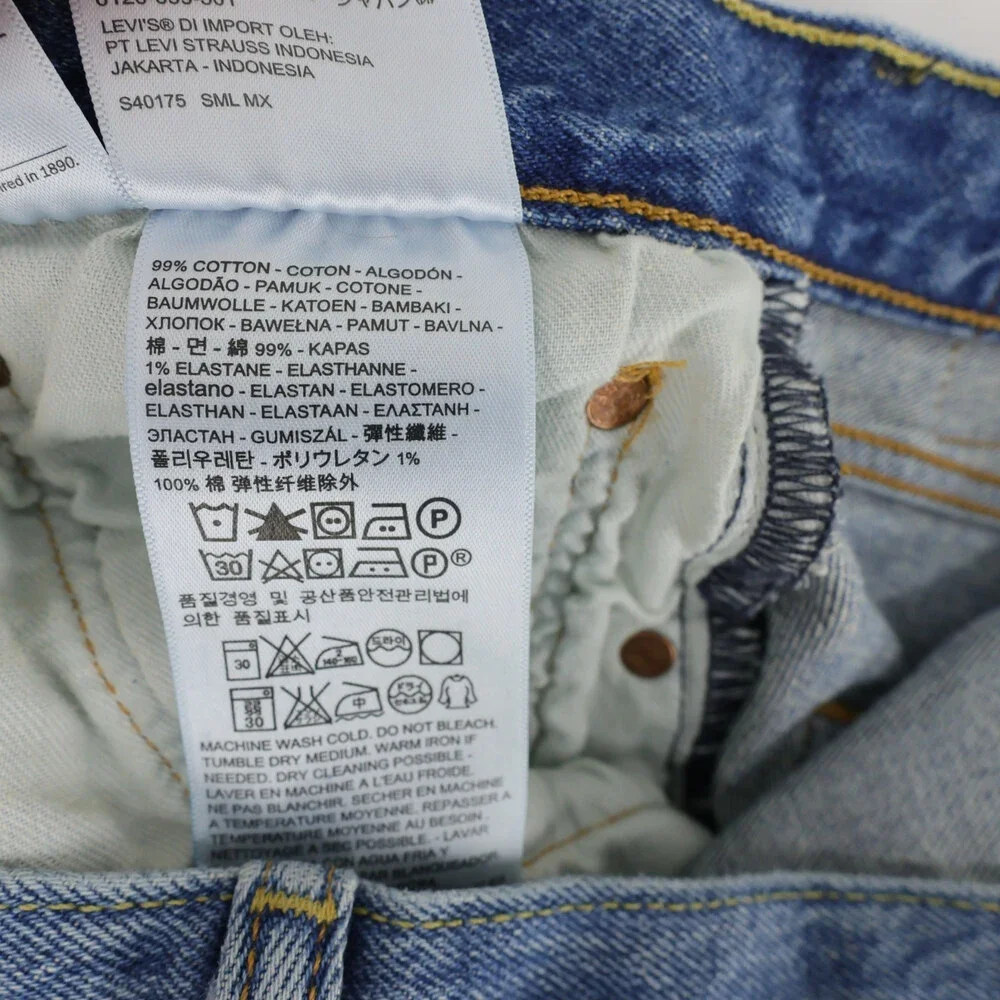 Levis 501 Jeans Mens 34x32 Blue Medium Wash Straight Leg Button Fly Stretch